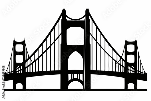 Golden gate bridge silhouette. bridge vector silhouette illustration	