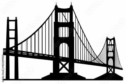 Golden gate bridge silhouette. bridge vector silhouette illustration	