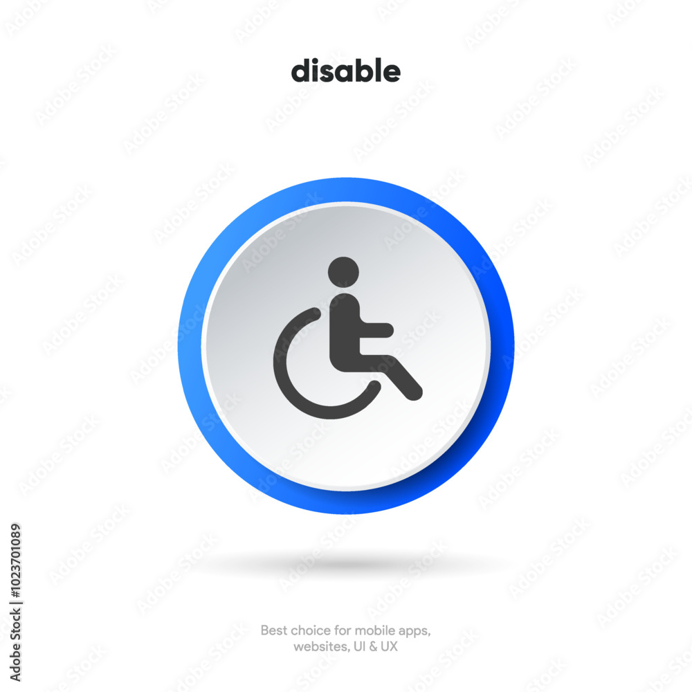 Disabled icon. Wheelchair sign, handicapped access symbol. Disabled icon. Wheelchair sign, handicapped access symbol.