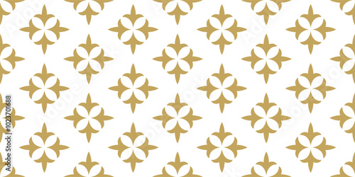 seamless golden floral pattern on white