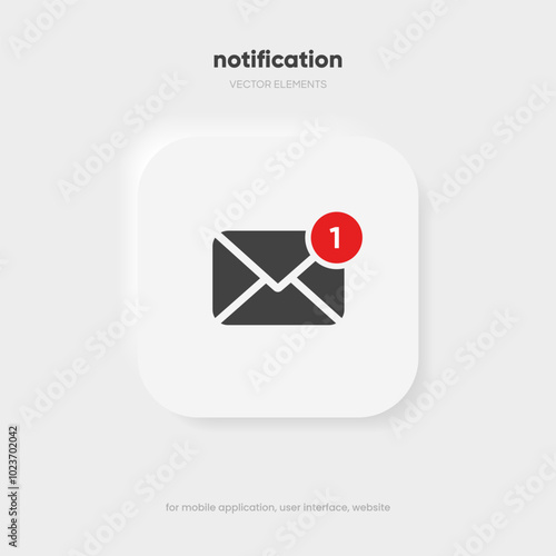 New message notification concept on realistic smartphone mockup. New email pop up. Incoming, open messaging. Chatting, mail, post, letter symbol, sign, emblem with new notification for UI UX website
