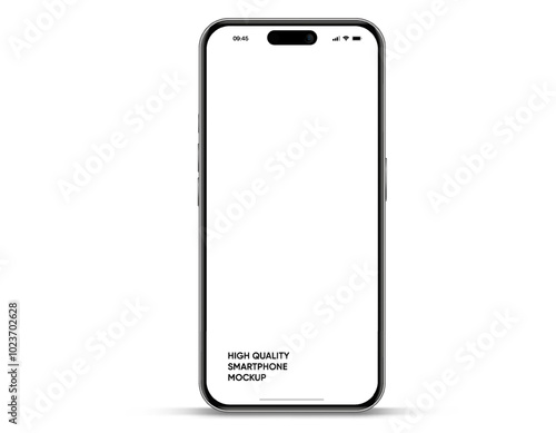 Realistic smartphone mockup. Mobile phone vector with isolated on white background. Device front view. 3D mobile phone with shadow. Realistic, high quality smart phone mockup for ui ux presentation.