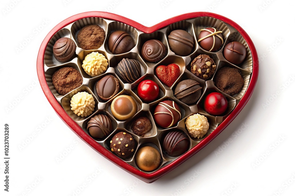 heart shaped box of chocolates isolated on white background heart shaped box of chocolates isolated on white background