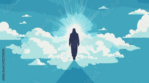 The first day of the Creation of the World God created light, Biblical flat vector illustration