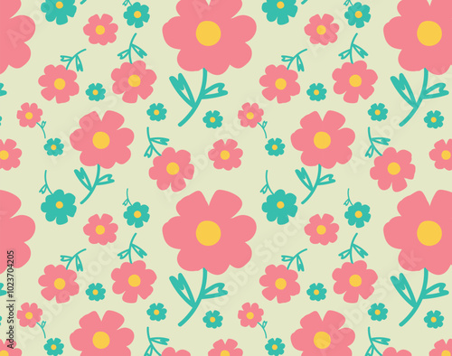 Seamless flowers Pattern, Abstract pink flowers botany background. style for banners, wallpaper, posters, websites, online shopping.Vector illustration design and creative idea,eps 10.