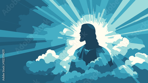 The first day of the Creation of the World God created light, Biblical flat vector illustration