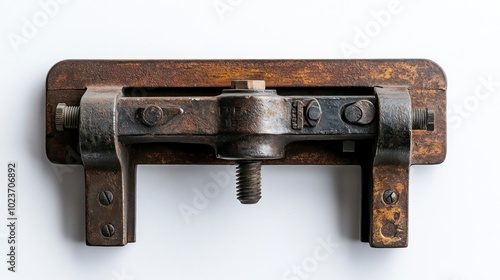 Rusty Metal Tool with a Screw and Two Knobs