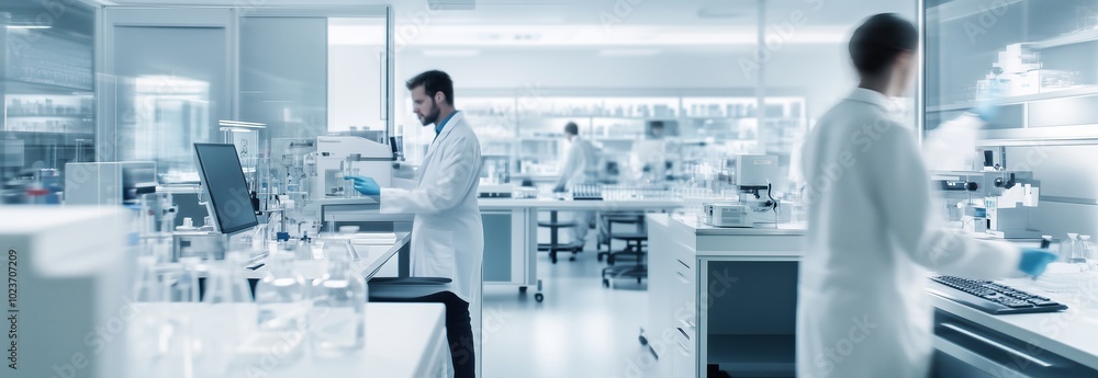 A group of scientists are working in a lab A group of scientists are working in a lab