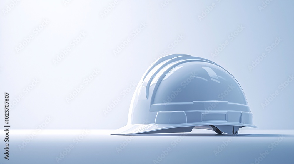 Minimalist Bright White Safety Helmet on a Plain Background, Ideal for Construction and Safety Themes Minimalist Bright White Safety Helmet on a Plain Background, Ideal for Construction and Safety Themes
