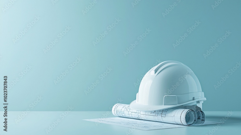 Minimalist Composition of a White Safety Helmet on a Neutral Background, Symbolizing Workplace Safety and Protection Minimalist Composition of a White Safety Helmet on a Neutral Background, Symbolizing Workplace Safety and Protection