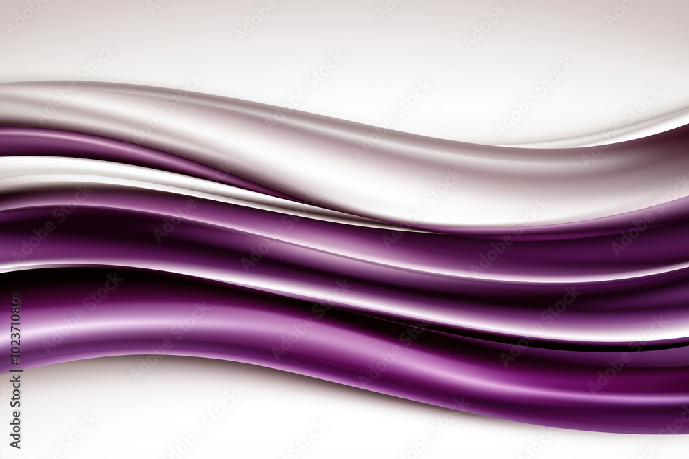 Abstract design featuring smooth, flowing waves in shades of purple and silver Abstract design featuring smooth, flowing waves in shades of purple and silver