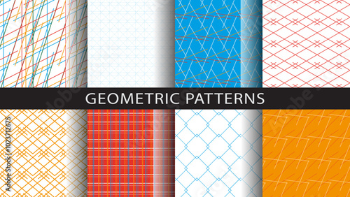 Set of seamless linear geometric patterns
