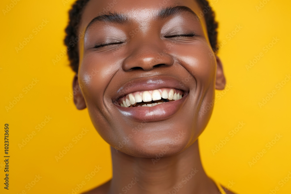 A woman with a big smile on her face A woman with a big smile on her face