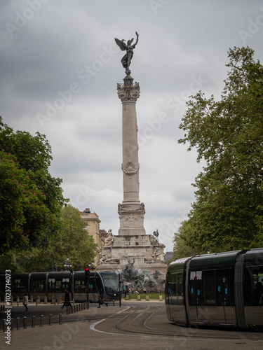 View of the column of the monument to the Girondins on the place de Quinconces