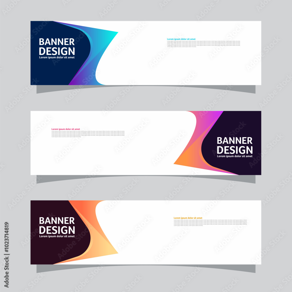 Vector set of landscape banner background design concept. Colorful background business layout template Vector set of landscape banner background design concept. Colorful background business layout template
