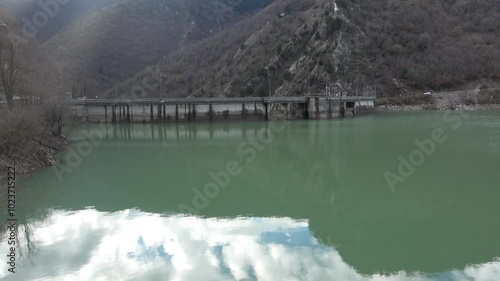 View of the dam of Plastiras lake in Greece photo