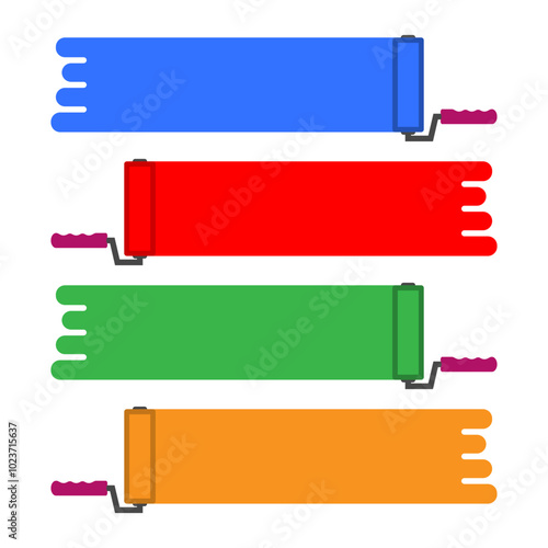 Colored paint roller stripes. Vector illustration.