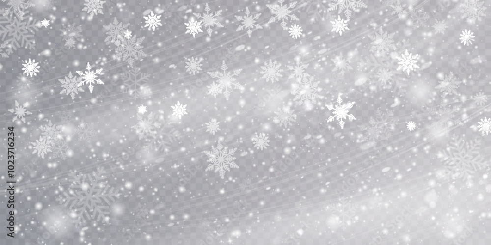 Christmas cold blizzard effect with snow. Vector texture Cold winter wind with snowflakes on transparent background. Christmas cold blizzard effect with snow. Vector texture Cold winter wind with snowflakes on transparent background.