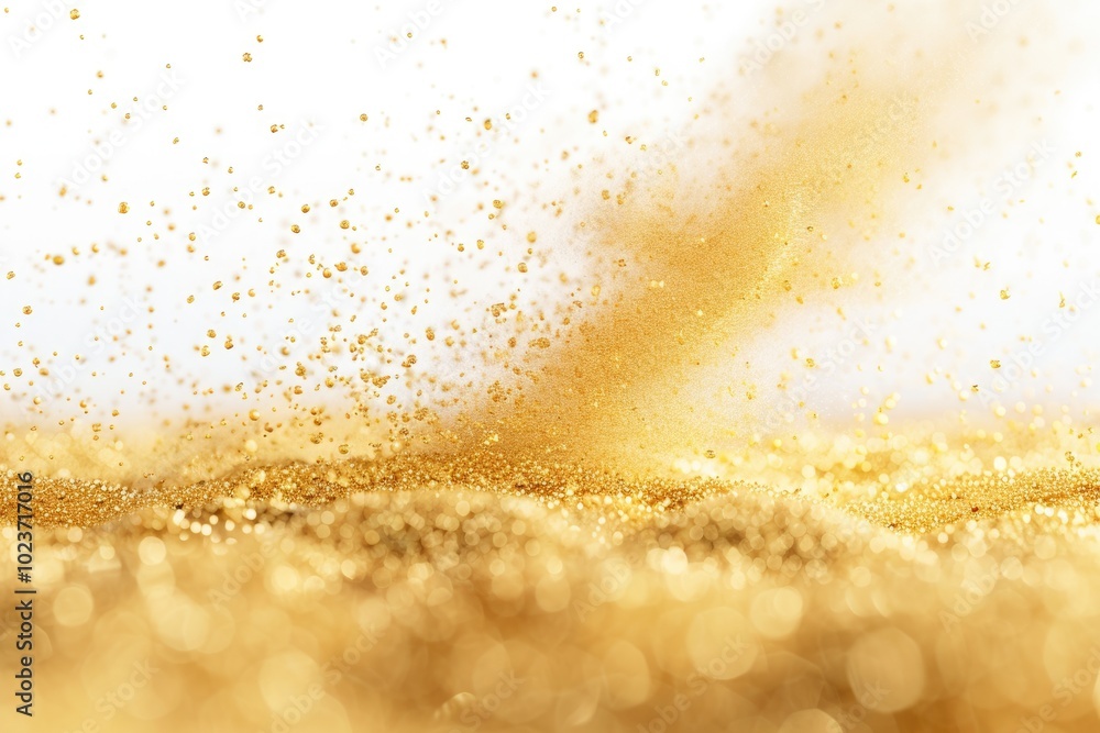 Blurry explosion of small sand grains in yellow cloud. Blurry explosion of small sand grains in yellow cloud.