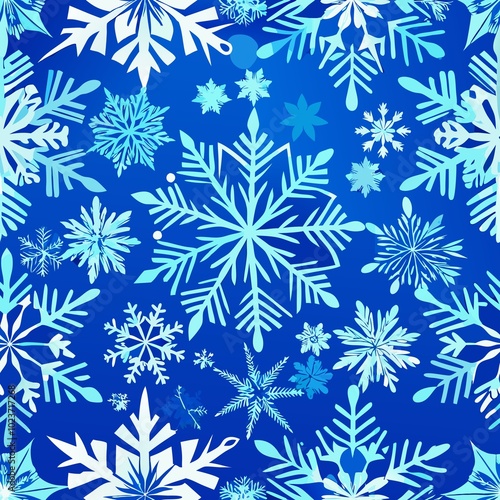 Beautiful Winter Snowflakes Blue Background Pattern Art Design