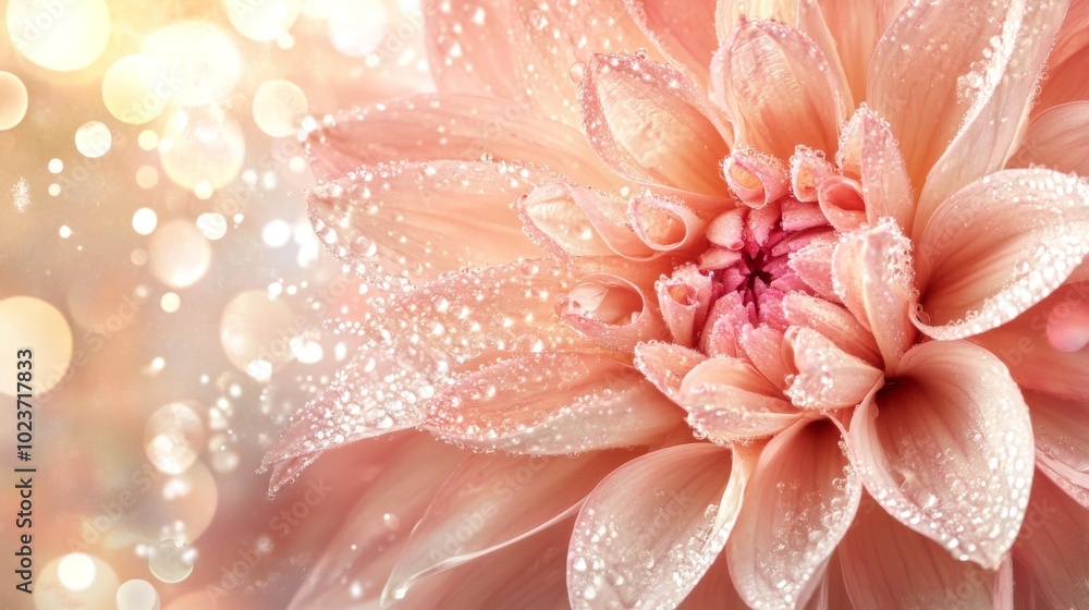 Elegant Pink Flower with Dewy Petals and Soft Background Elegant Pink Flower with Dewy Petals and Soft Background