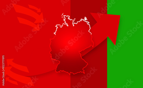map of Germany and red arro...