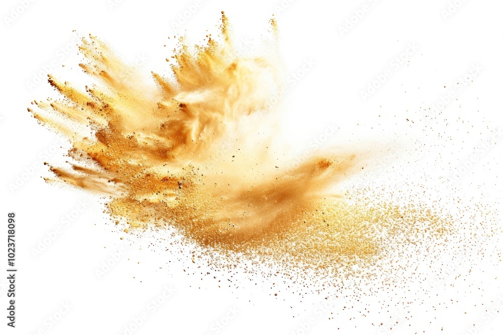 High speed shot of sand explosion in golden waves. High speed shot of sand explosion in golden waves.