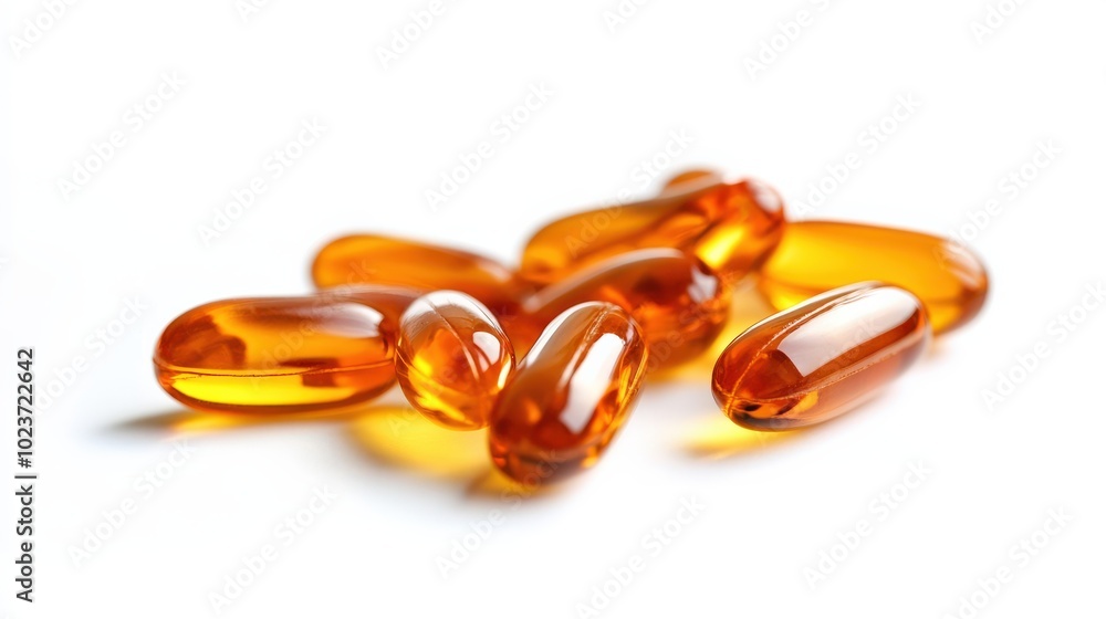 Oil Capsules. Fish Oil Capsules Isolated on White Background with Liver Cod Pill Oil Capsules. Fish Oil Capsules Isolated on White Background with Liver Cod Pill