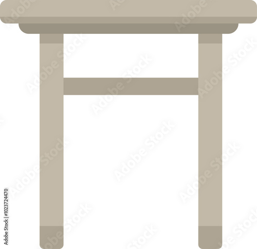 Simple wooden asian style coffee table standing on white background, flat vector illustration