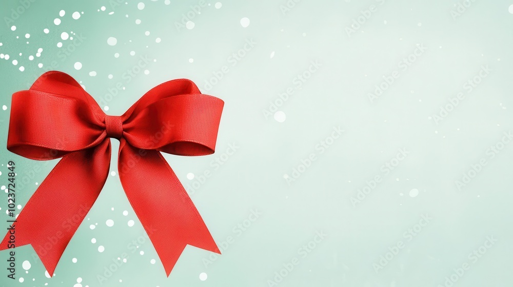 Red and green bow with a snowy backdrop, cozy holiday scene, watercolor Red and green bow with a snowy backdrop, cozy holiday scene, watercolor