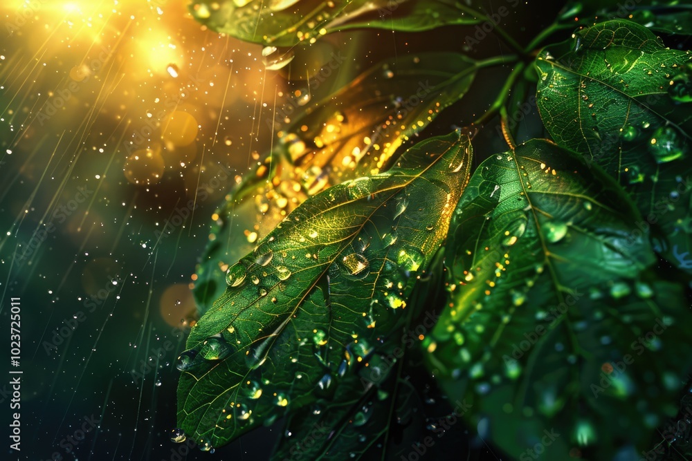 Morning dew on leaves in nature. Morning dew on leaves in nature.