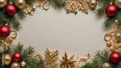 Free Photo christmas wreath with bells and ribbon greeting card Christmas border with copy space festive background 