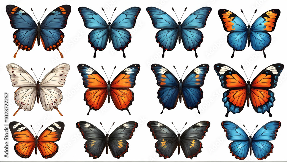 Different butterflies set. Vector illustration Different butterflies set. Vector illustration