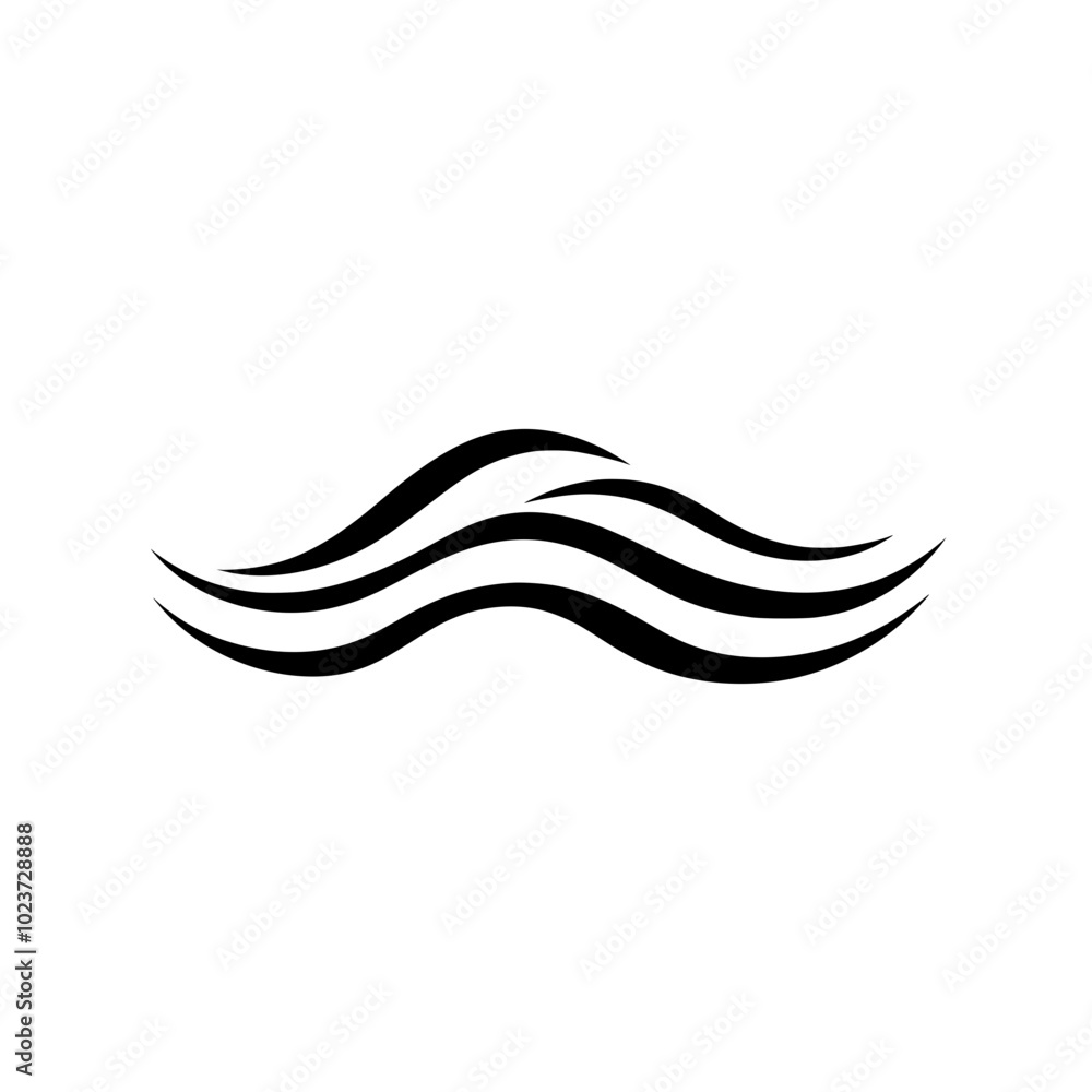A simple vector line drawing of a wave, with smooth curves flowing horizontally. A simple vector line drawing of a wave, with smooth curves flowing horizontally.