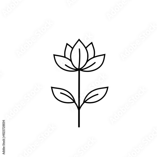 A simple vector line drawing of the lotus flower symbol