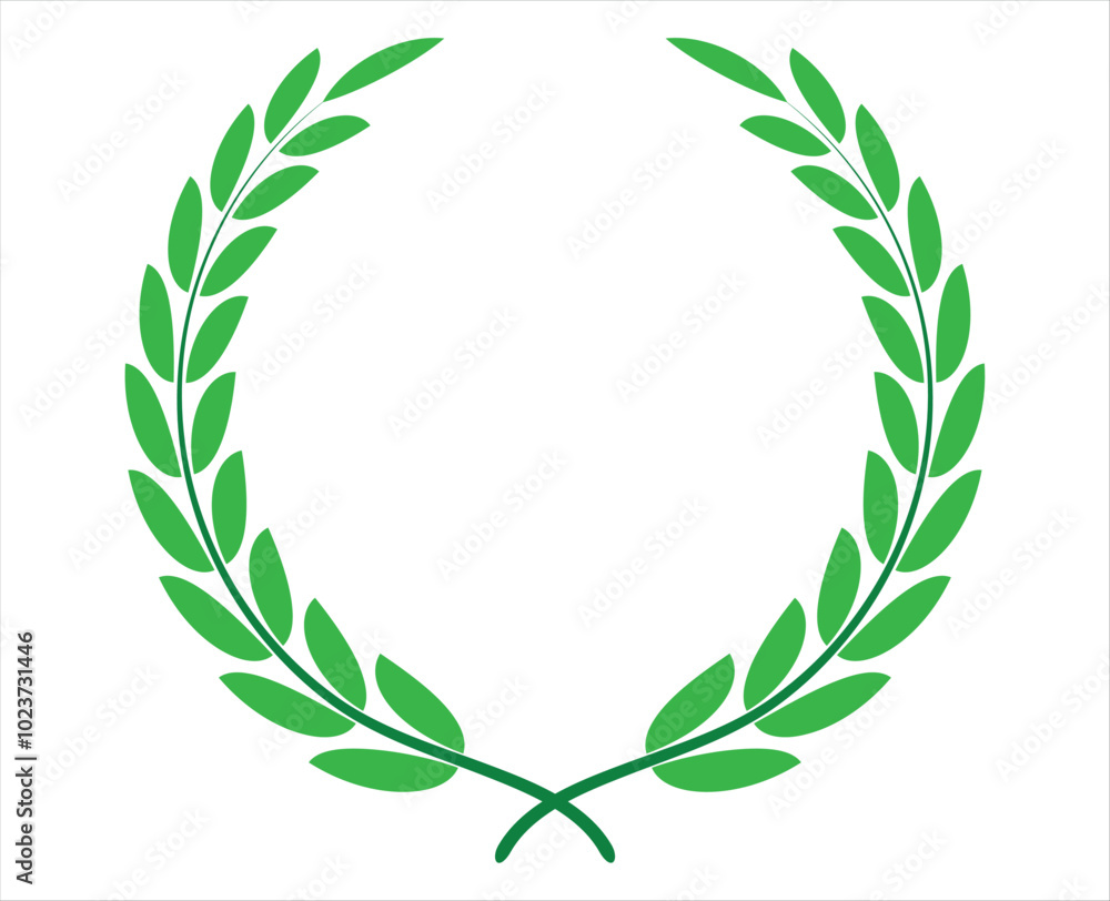Circular laurel floral green leaf vector for award winner celebration Circular laurel floral green leaf vector for award winner celebration