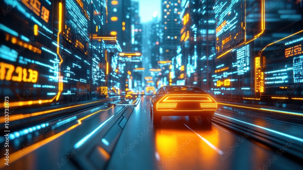 A futuristic cityscape at night featuring illuminated sky bridges, glowing advertisements, and flying vehicles A futuristic cityscape at night featuring illuminated sky bridges, glowing advertisements, and flying vehicles