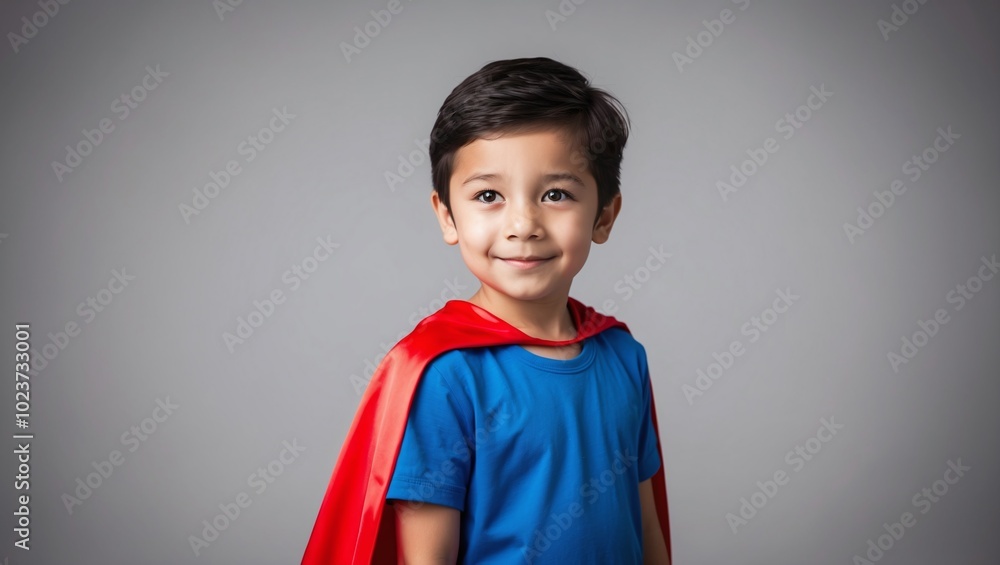 Portrait of a young boy wearing a superhero cape Portrait of a young boy wearing a superhero cape