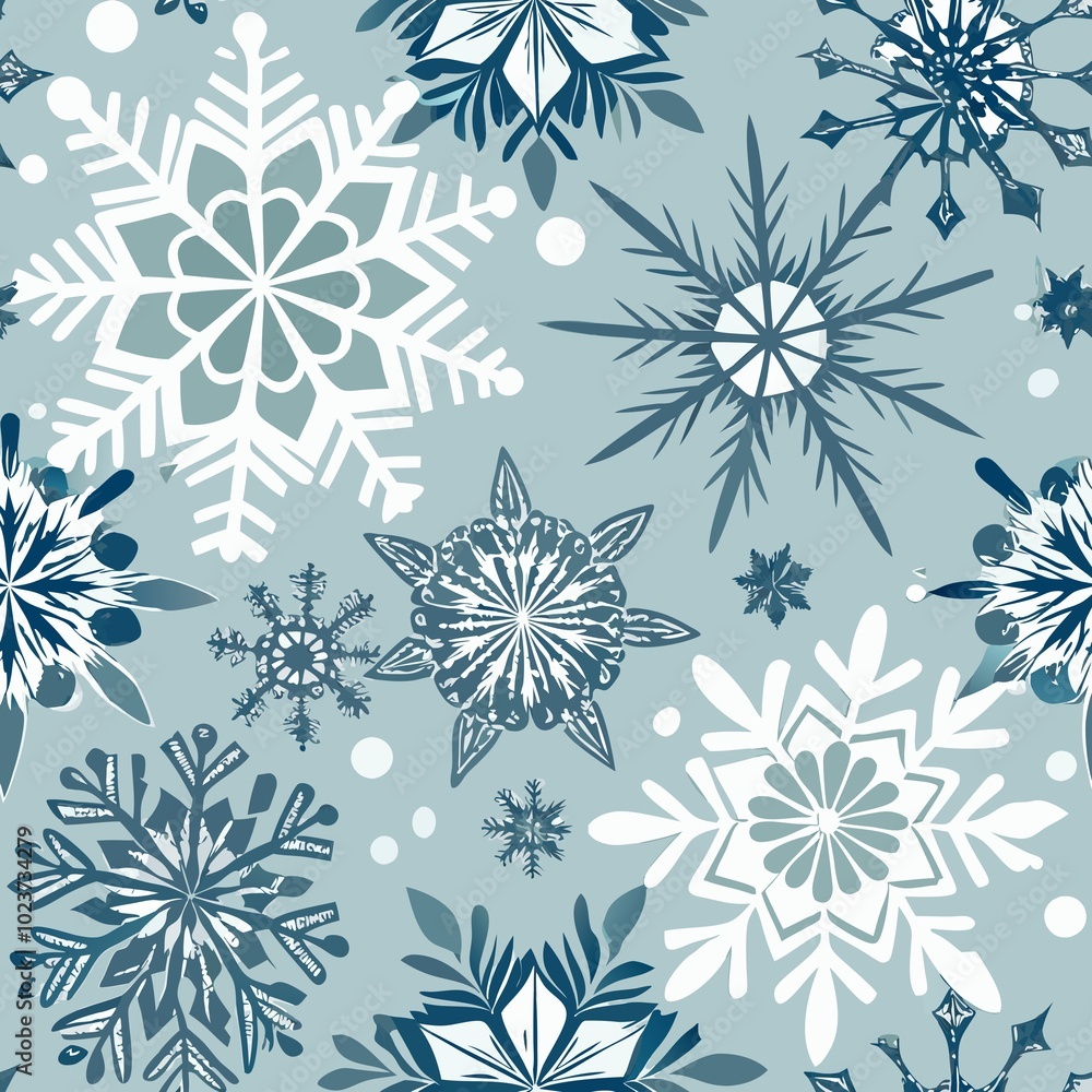 Intricate Blue Snowflakes Pattern Holiday Winter Design Art Intricate Blue Snowflakes Pattern Holiday Winter Design Art