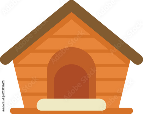 This illustration showcases a cozy wooden doghouse, offering a safe haven for furry companions