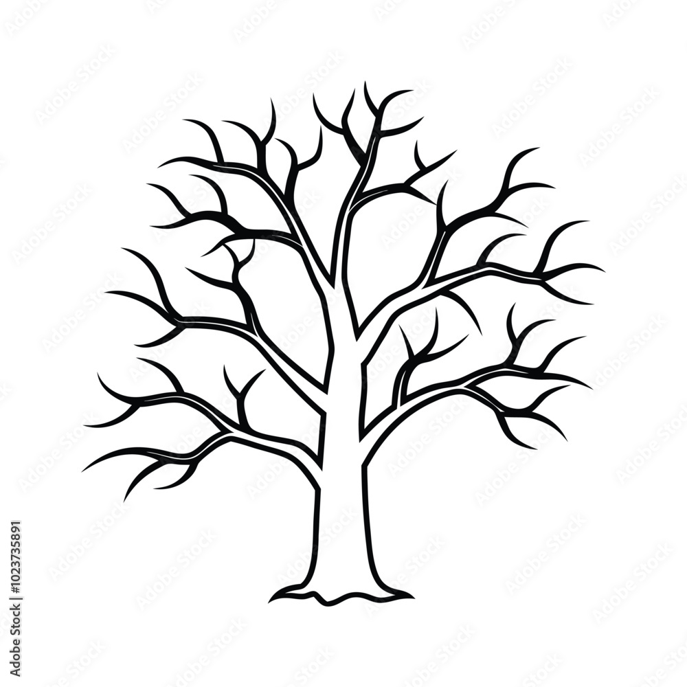 halloween tree outline vector illustration halloween tree outline vector illustration