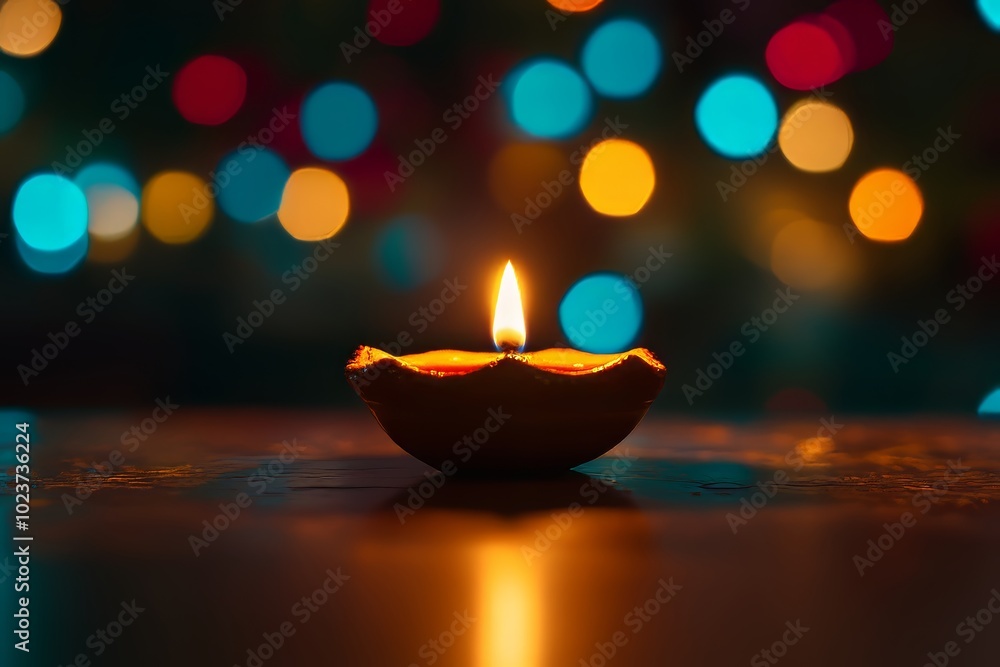 Clean and modern Diwali background with a single diya in focus. Clean and modern Diwali background with a single diya in focus.