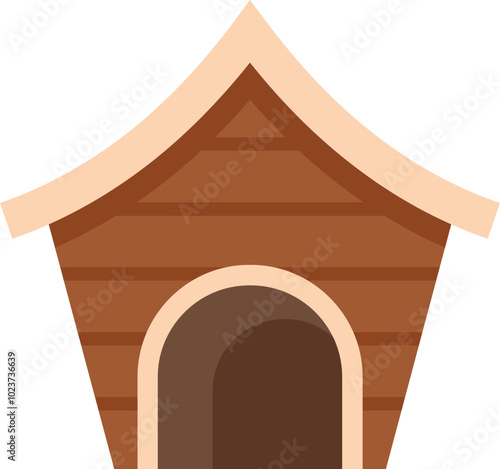 Wooden doghouse standing alone, providing shelter and a safe space for a pet dog
