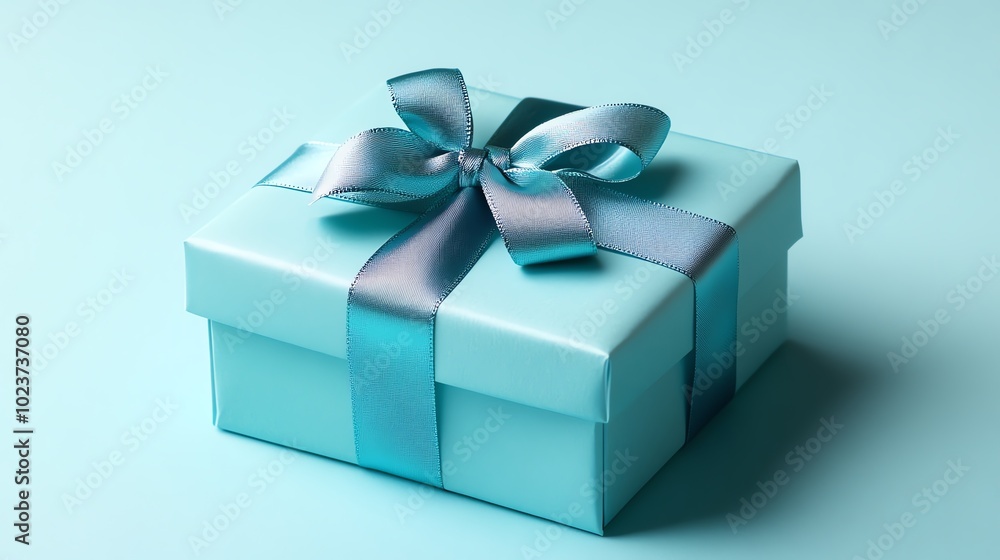 A beautifully wrapped turquoise gift box with a ribbon, perfect for any special occasion or celebration. A beautifully wrapped turquoise gift box with a ribbon, perfect for any special occasion or celebration.