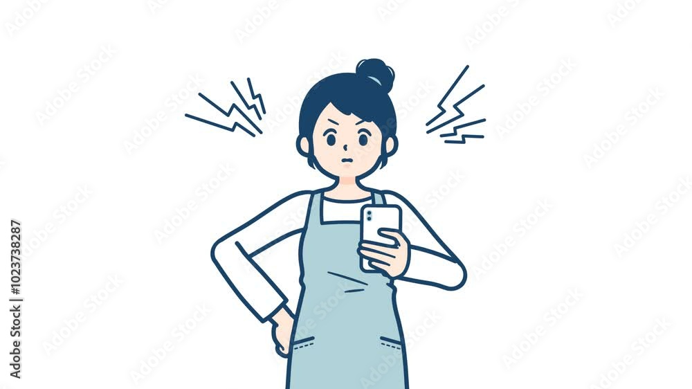 apron woman_smartphone angry_with alpha channel apron woman_smartphone angry_with alpha channel