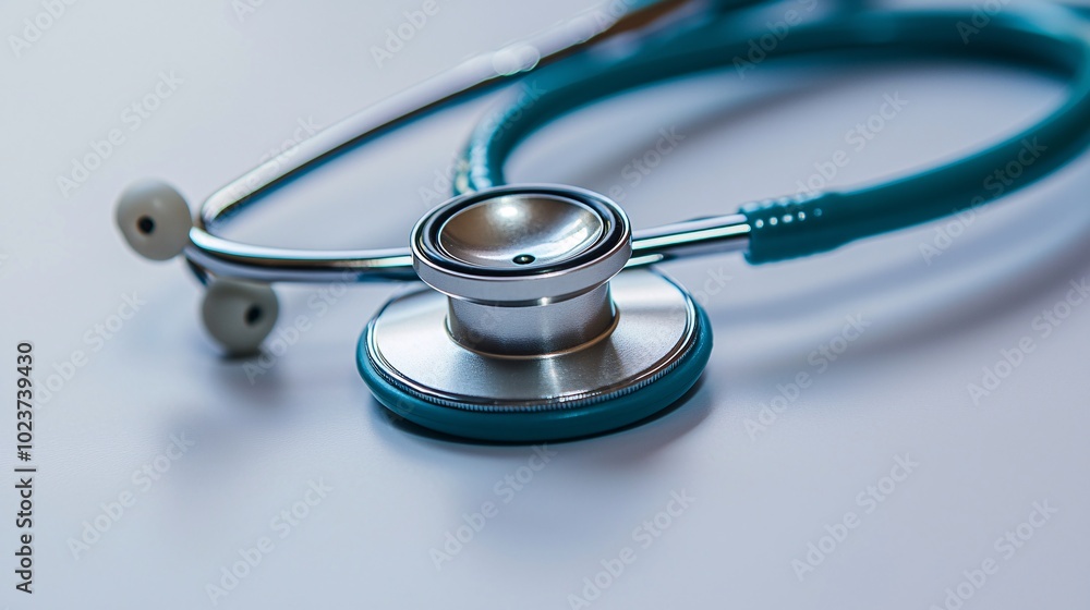 Sleek Stethoscope on a White Surface Sleek Stethoscope on a White Surface