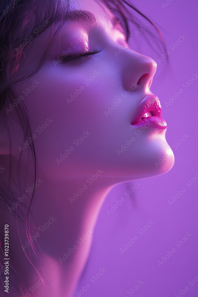 A stunning portrait featuring a side profile of a woman with soft lighting and vibrant colors, highlighting her beauty and elegance. A stunning portrait featuring a side profile of a woman with soft lighting and vibrant colors, highlighting her beauty and elegance.