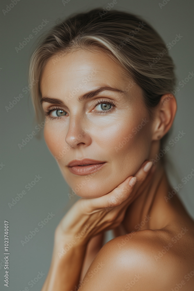 beautiful mid age woman with beautiful skin, fighting time and age beauty concept beautiful mid age woman with beautiful skin, fighting time and age beauty concept
