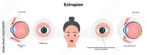 Ectropion and healthy eye ophthalmology eye problem diagram