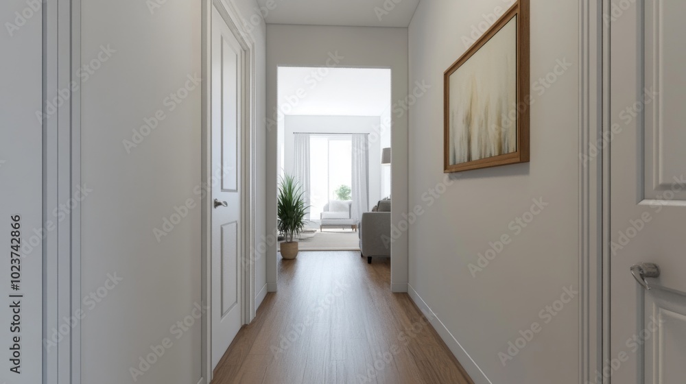 Modern Hallway Leading to Bright Living Space Modern Hallway Leading to Bright Living Space